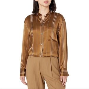 Vince Women's Multi Stripe Band Collar Shirt - Nile (S)